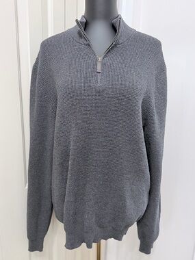 Daniel Bishop Quarter Zip Sweater Gray Textured Pullover XL